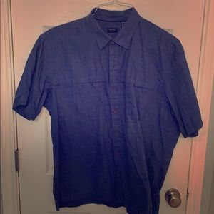 Blue Short Sleeve Button-Up